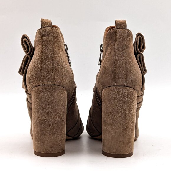 Sigerson Morrison Women Kiran Bow Beige Zip Pointy Ankle Boots size 7 - Picture 4 of 10